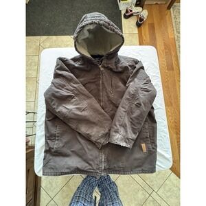 Bass Creek Outfitters Workwear Sherpa Lined Jacket Hoodie XXL Brown